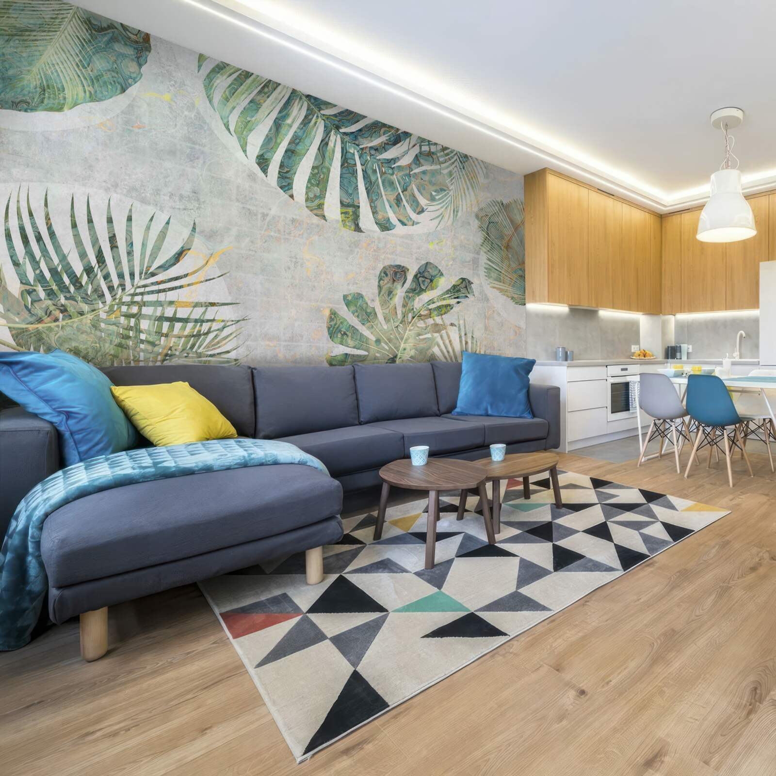 Fototapet frunze mari de palmier, monstera și ferigă