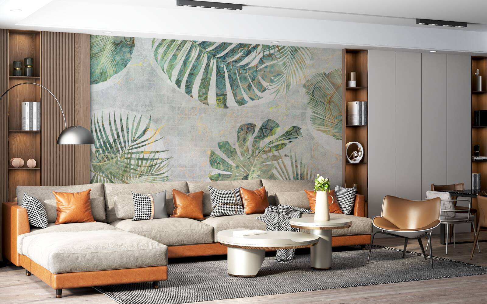 Fototapet frunze mari de palmier, monstera și ferigă