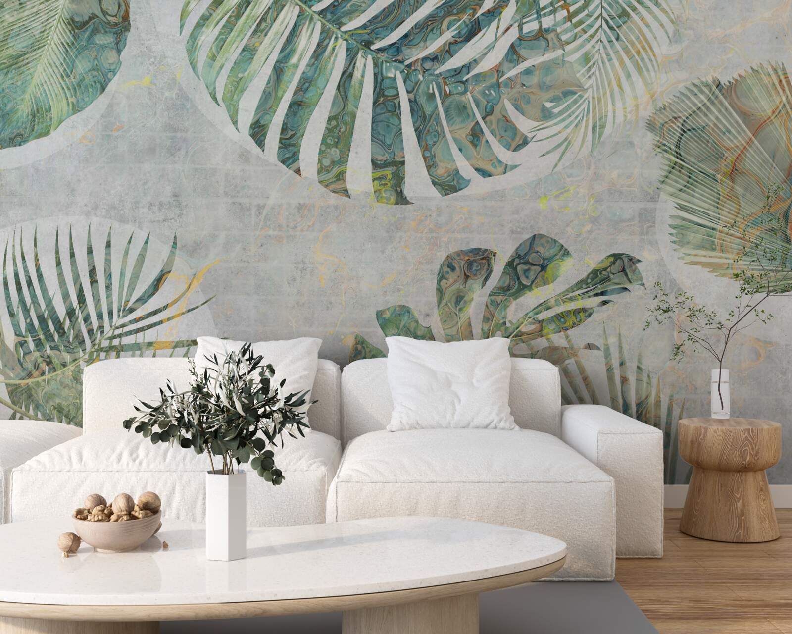 Fototapet frunze mari de palmier, monstera și ferigă