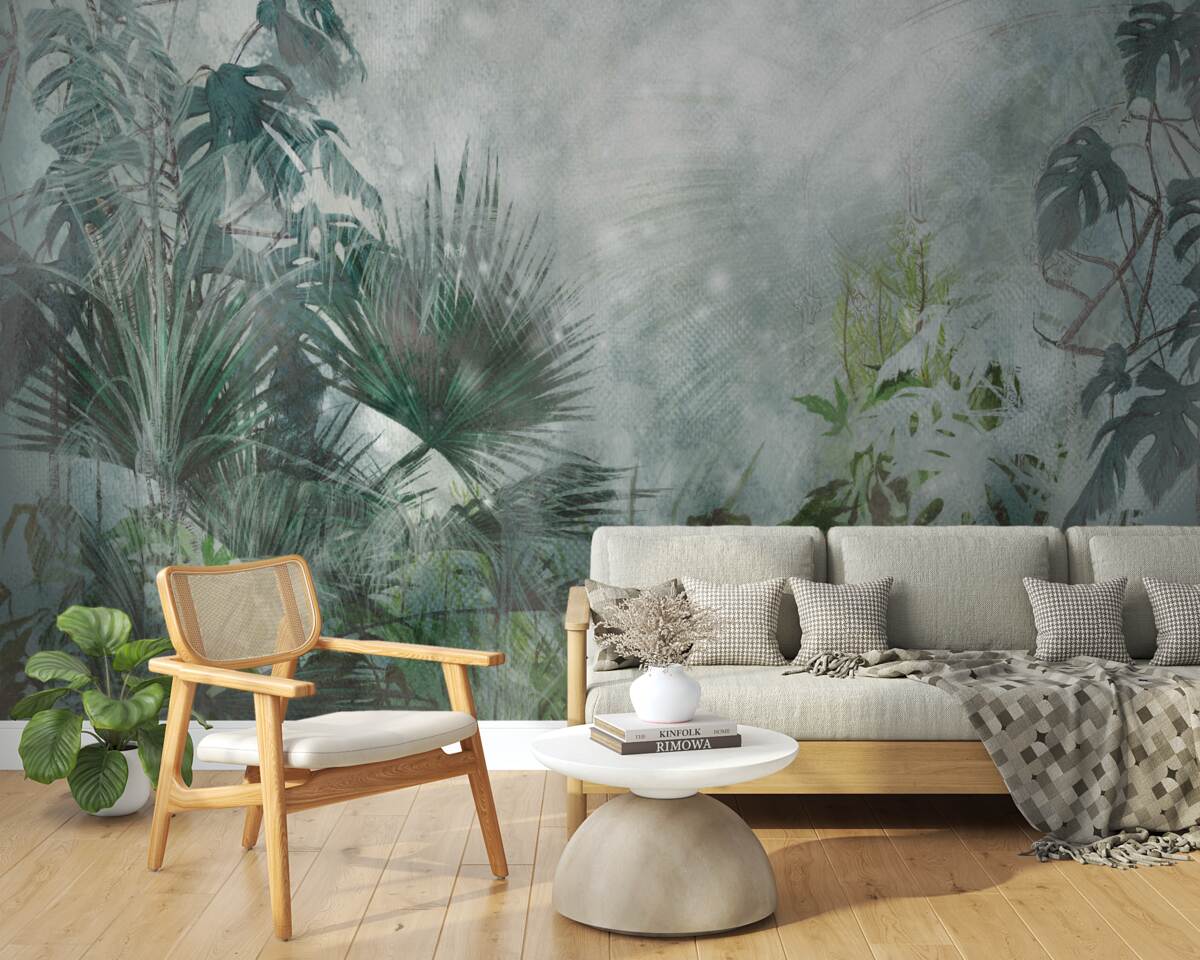 Fototapet dimineață tropicală pe o apă învăluită în ceață