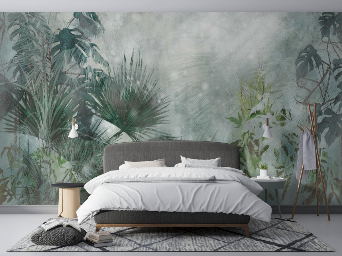 Fototapet dimineață tropicală pe o apă învăluită în ceață