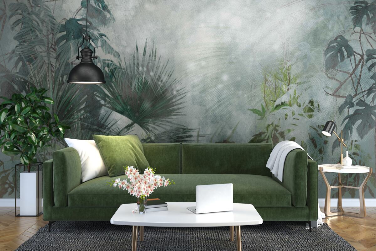 Fototapet dimineață tropicală pe o apă învăluită în ceață