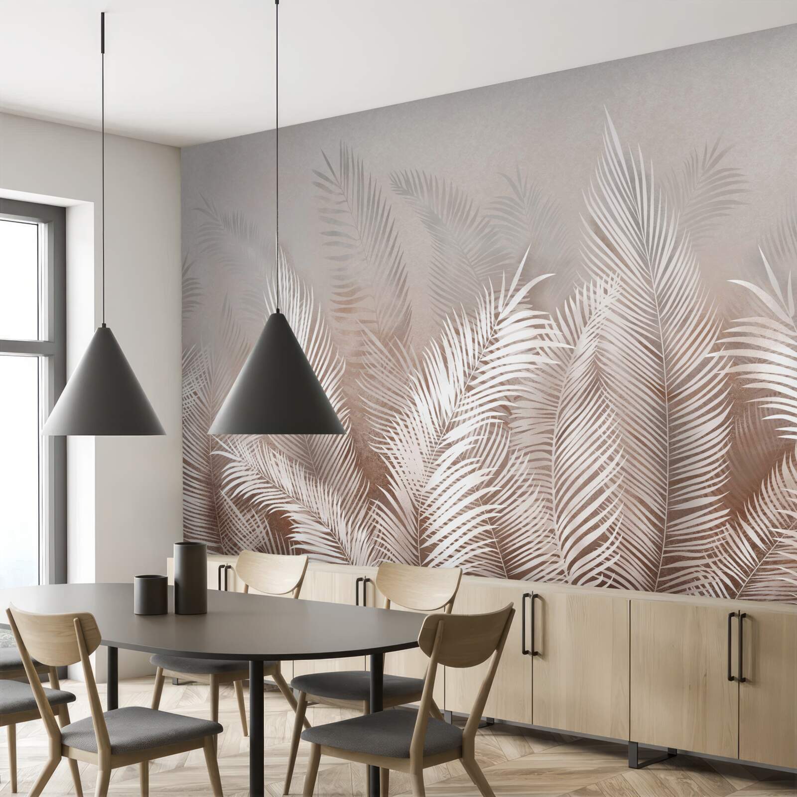 Fototapet frunze de palmier în nuanțe de bej