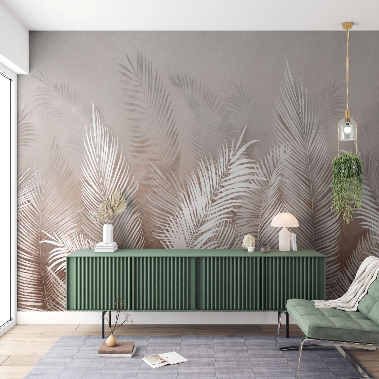 Fototapet frunze de palmier în nuanțe de bej