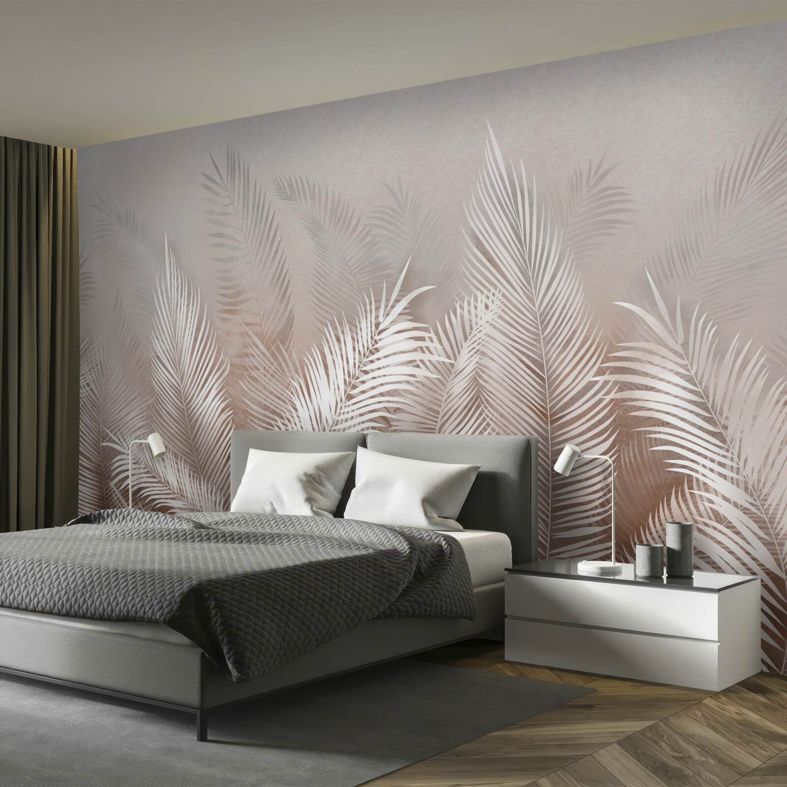 Fototapet frunze de palmier în nuanțe de bej