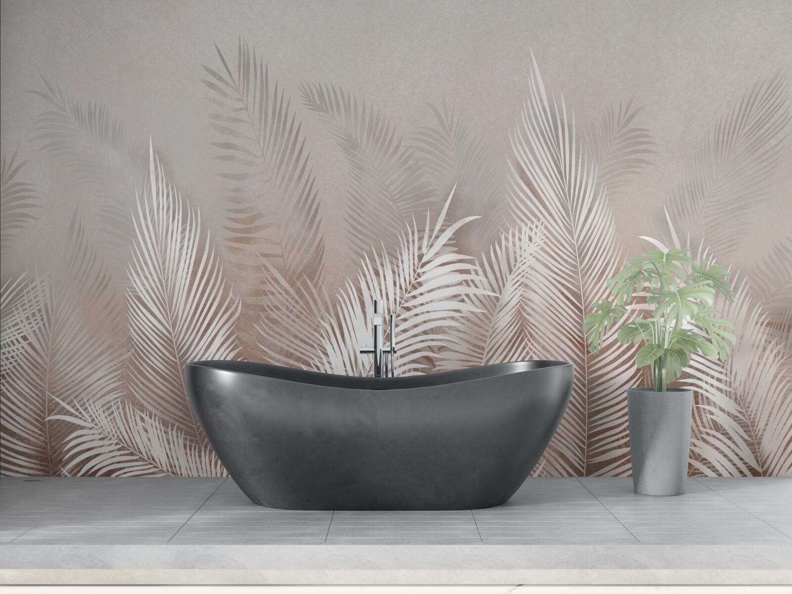 Fototapet frunze de palmier în nuanțe de bej