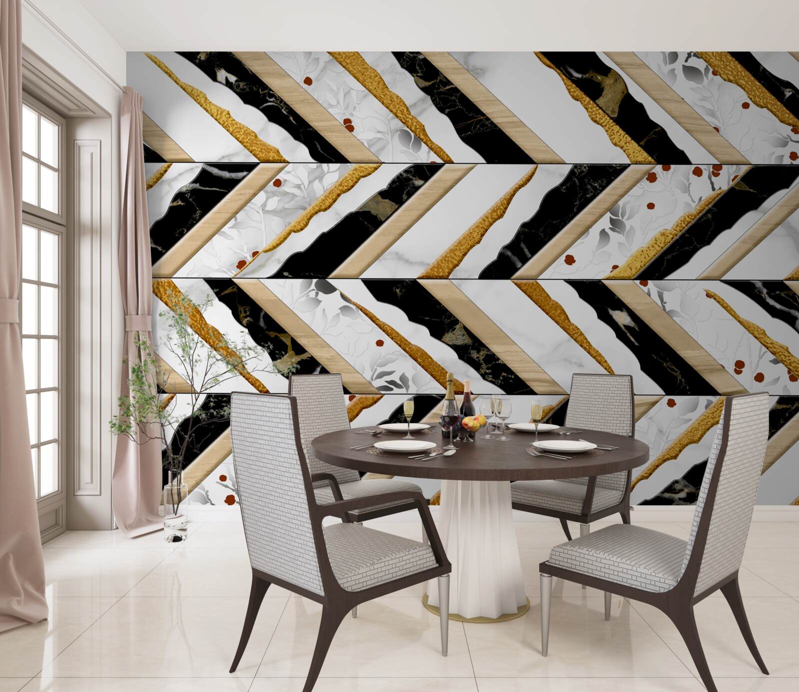 Fototapet liniile orbitoare dansează în zigzag în imaginea din oglindă