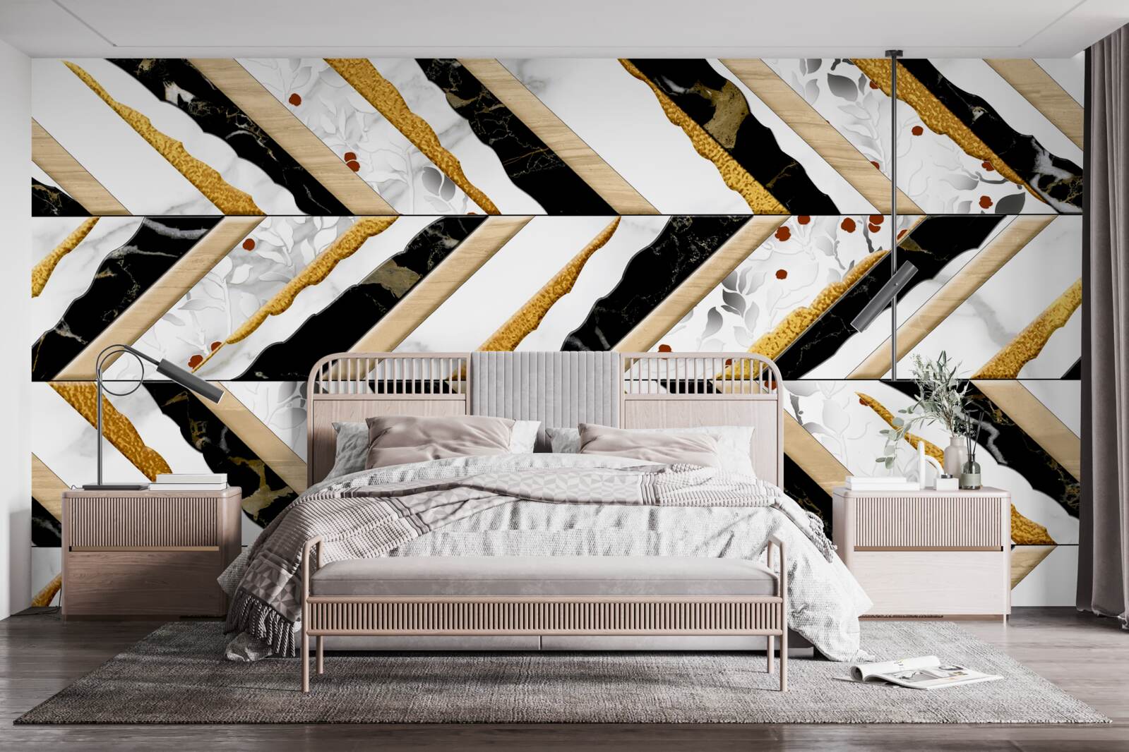 Fototapet liniile orbitoare dansează în zigzag în imaginea din oglindă