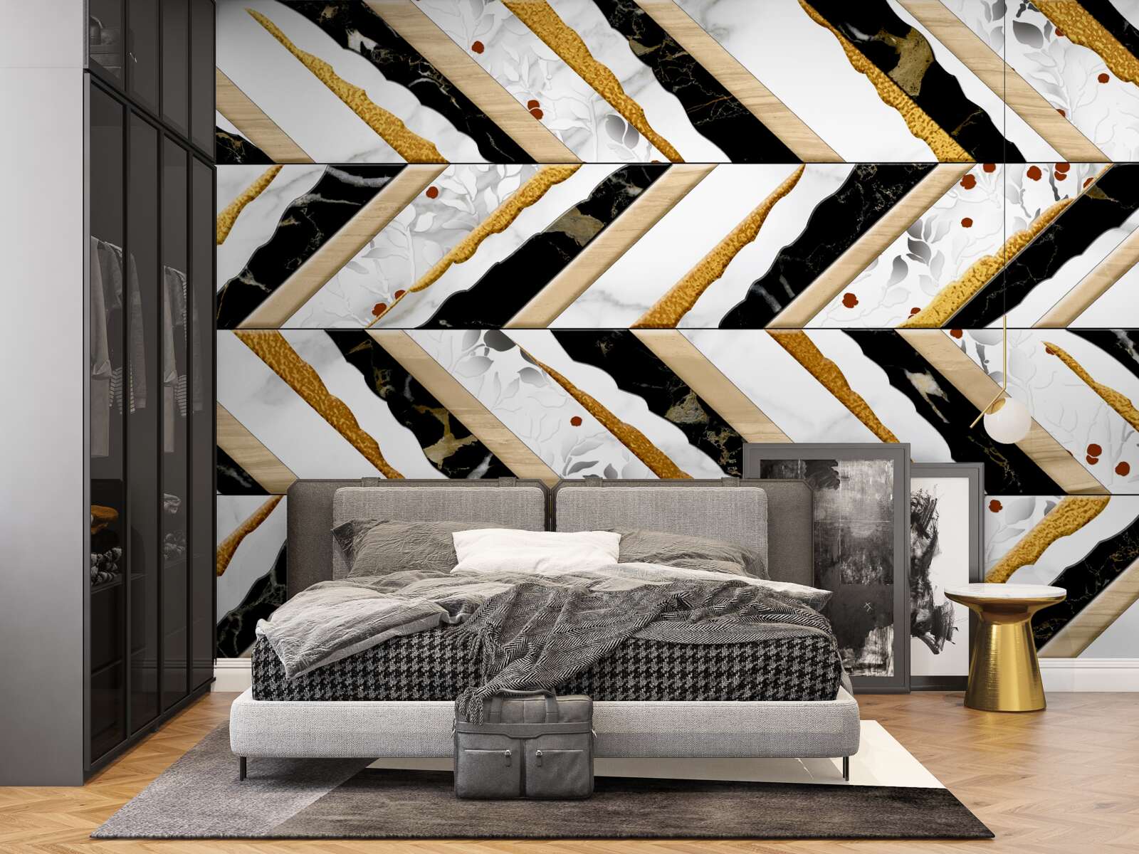 Fototapet liniile orbitoare dansează în zigzag în imaginea din oglindă