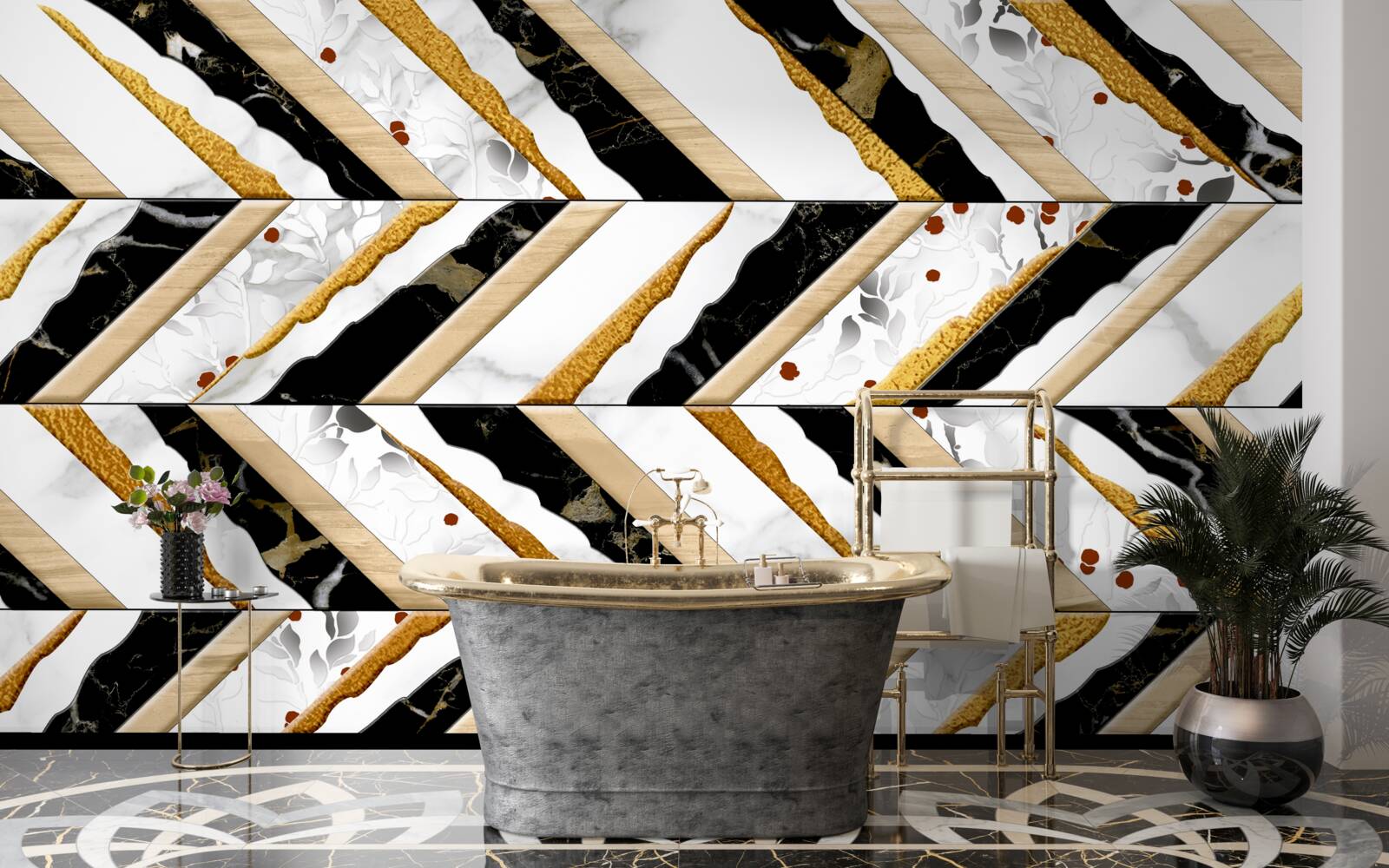 Fototapet liniile orbitoare dansează în zigzag în imaginea din oglindă