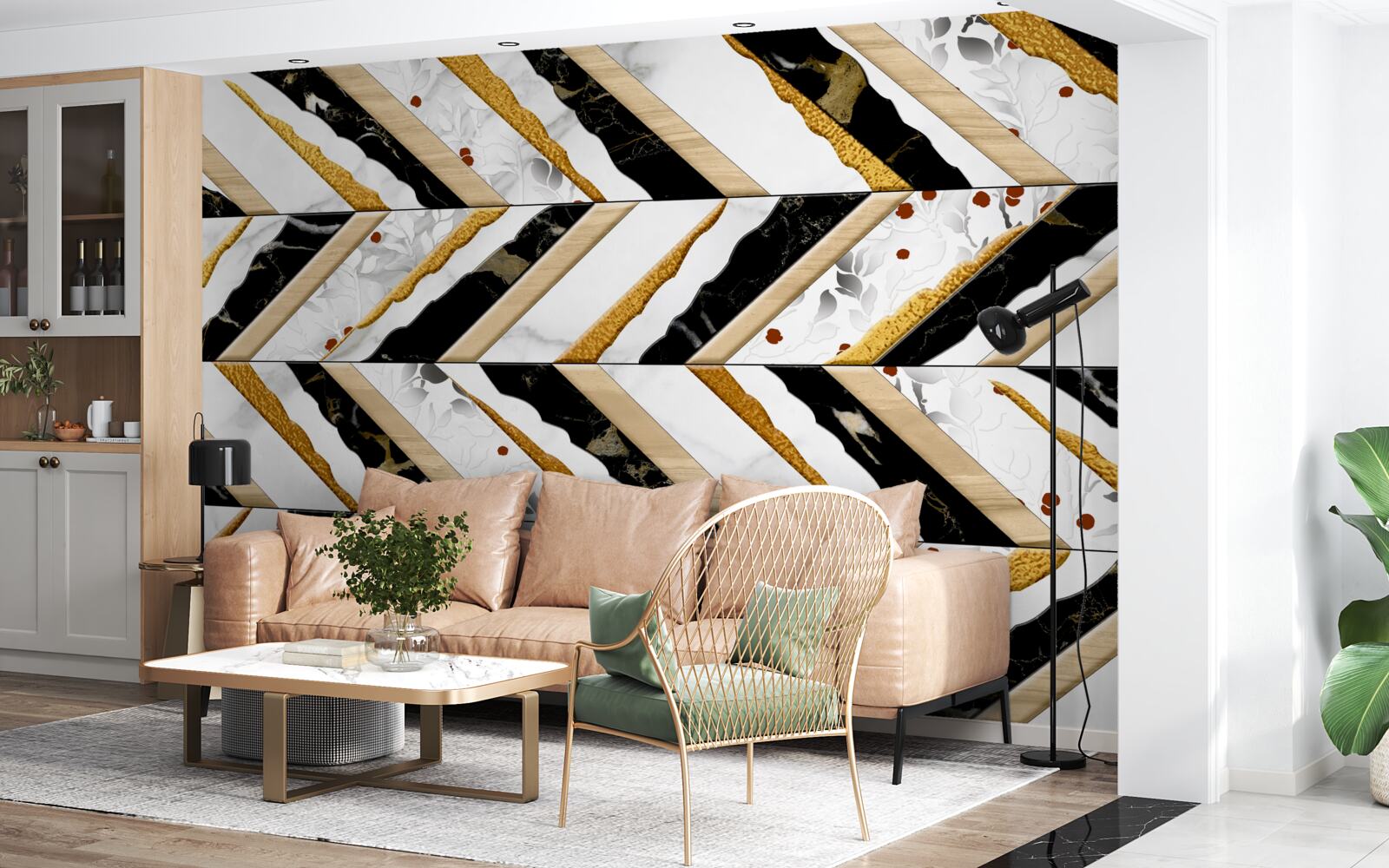 Fototapet liniile orbitoare dansează în zigzag în imaginea din oglindă