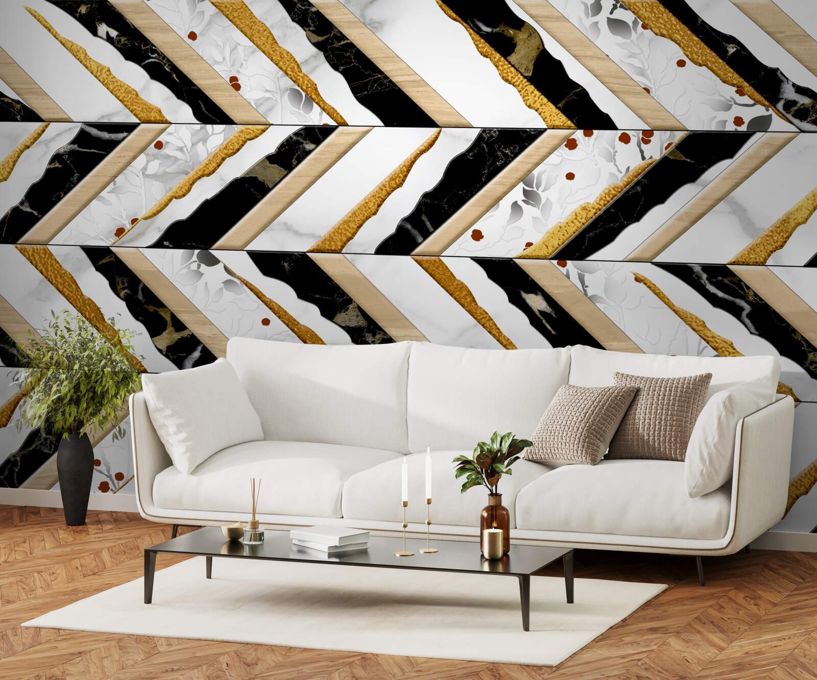 Fototapet liniile orbitoare dansează în zigzag în imaginea din oglindă