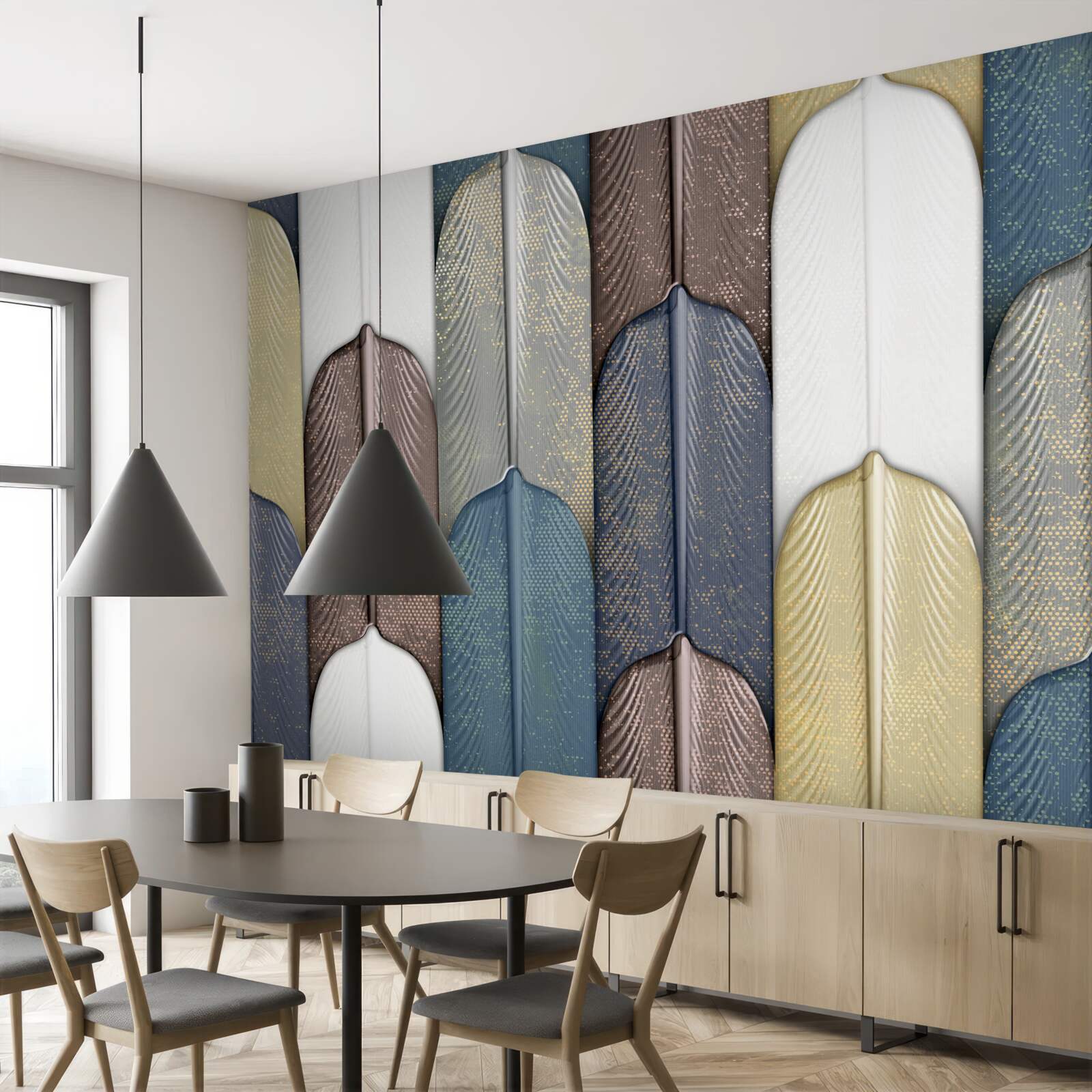 Fototapet o pădure presărată cu frunze de toamnă