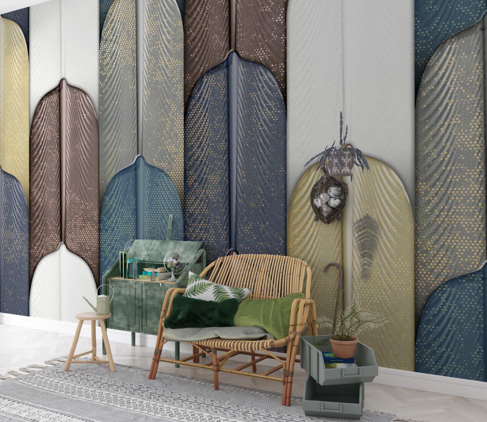 Fototapet o pădure presărată cu frunze de toamnă