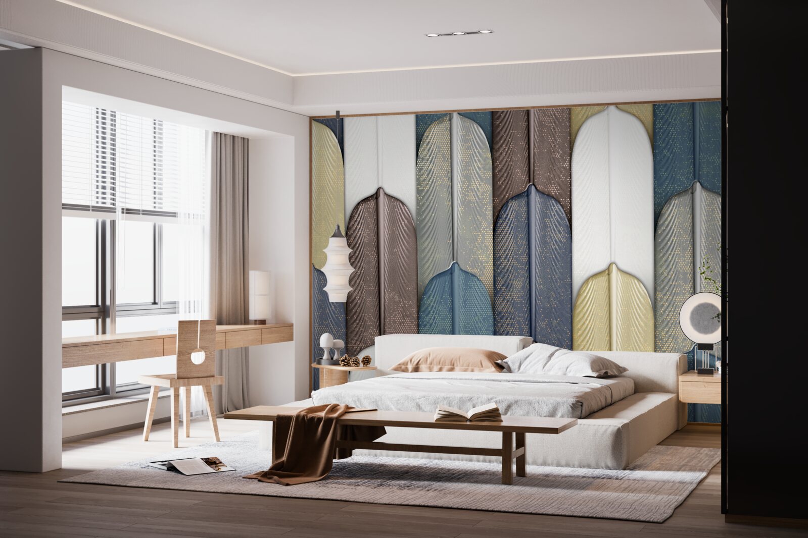 Fototapet o pădure presărată cu frunze de toamnă