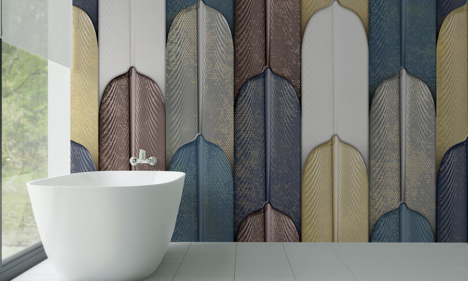 Fototapet o pădure presărată cu frunze de toamnă