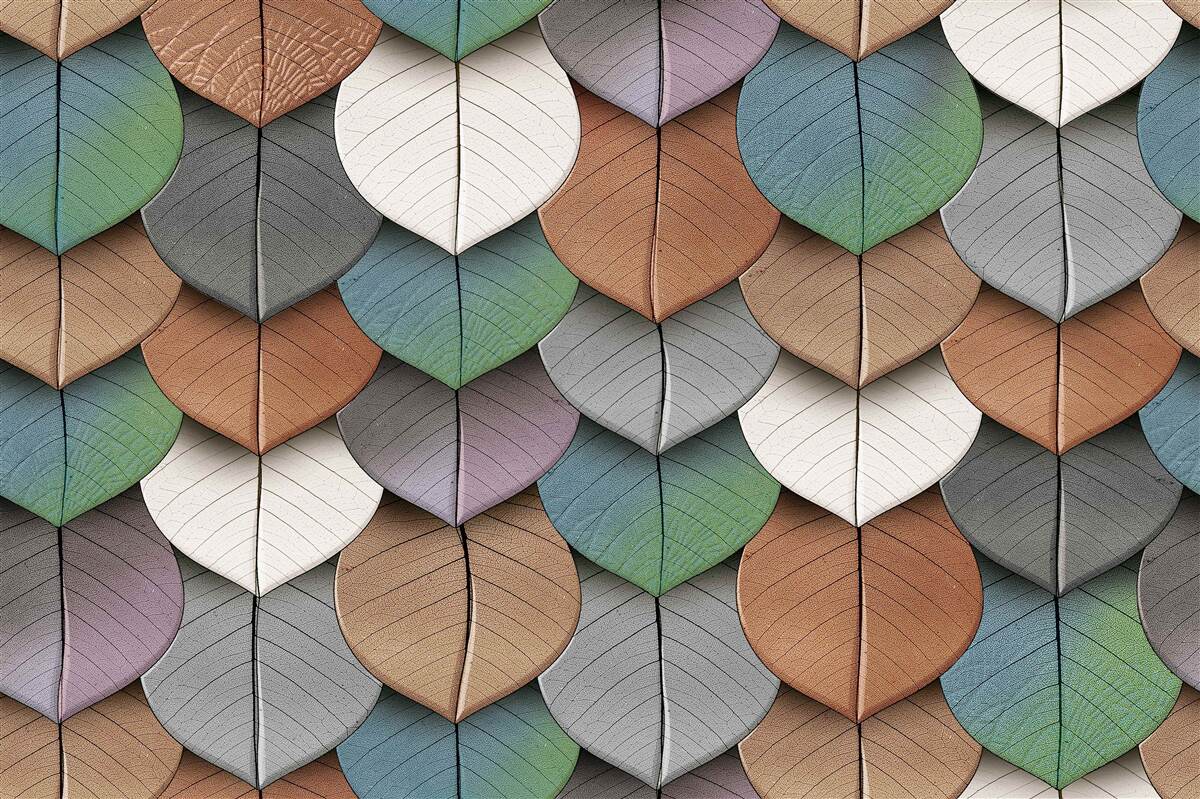 Fototapet abstracție de toamnă de frunze și flori