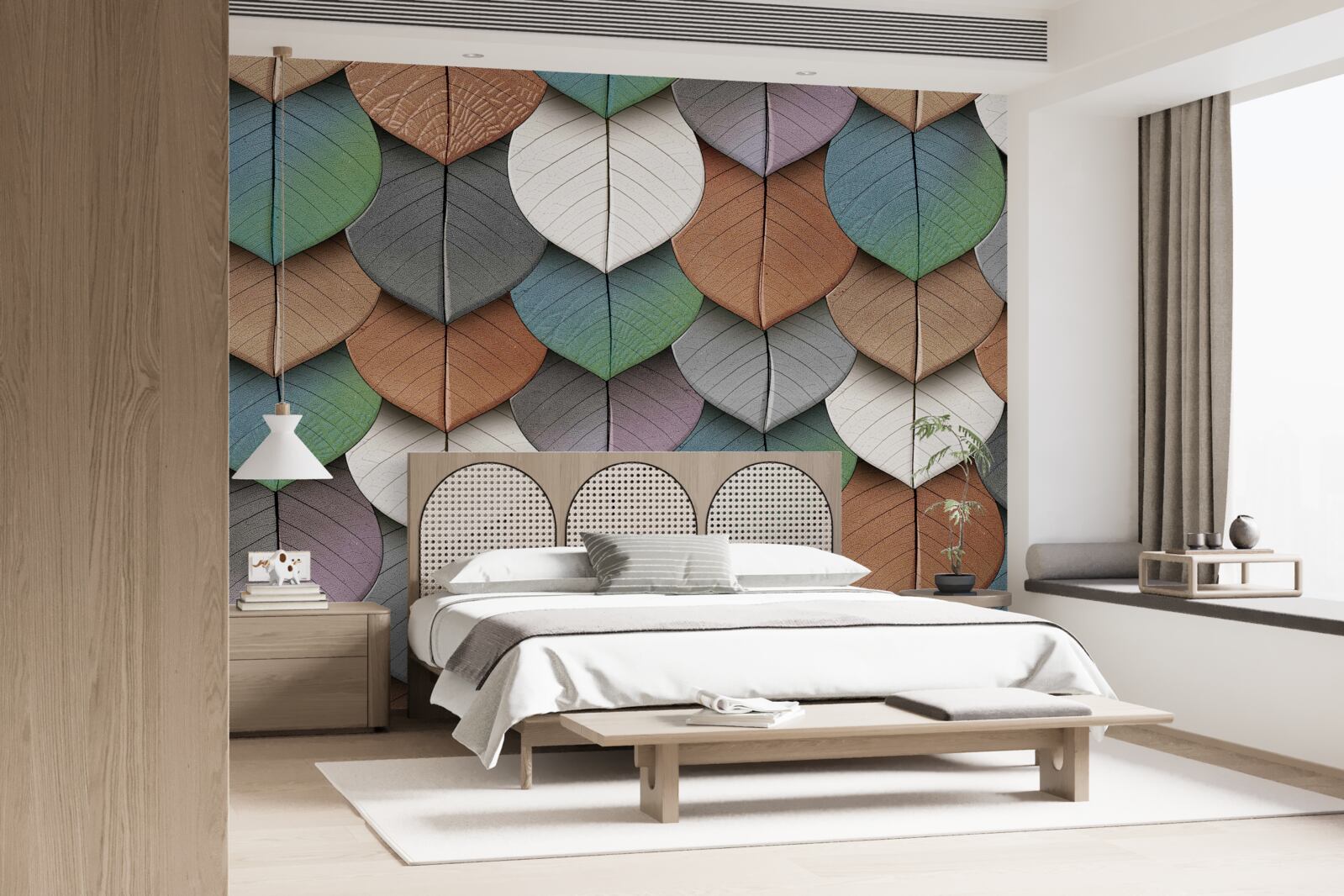 Fototapet abstracție de toamnă de frunze și flori