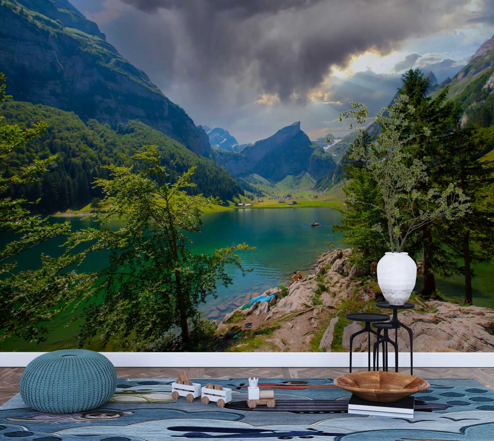 Fototapet lacul de munte va fi în curând acoperit de nori de ploaie