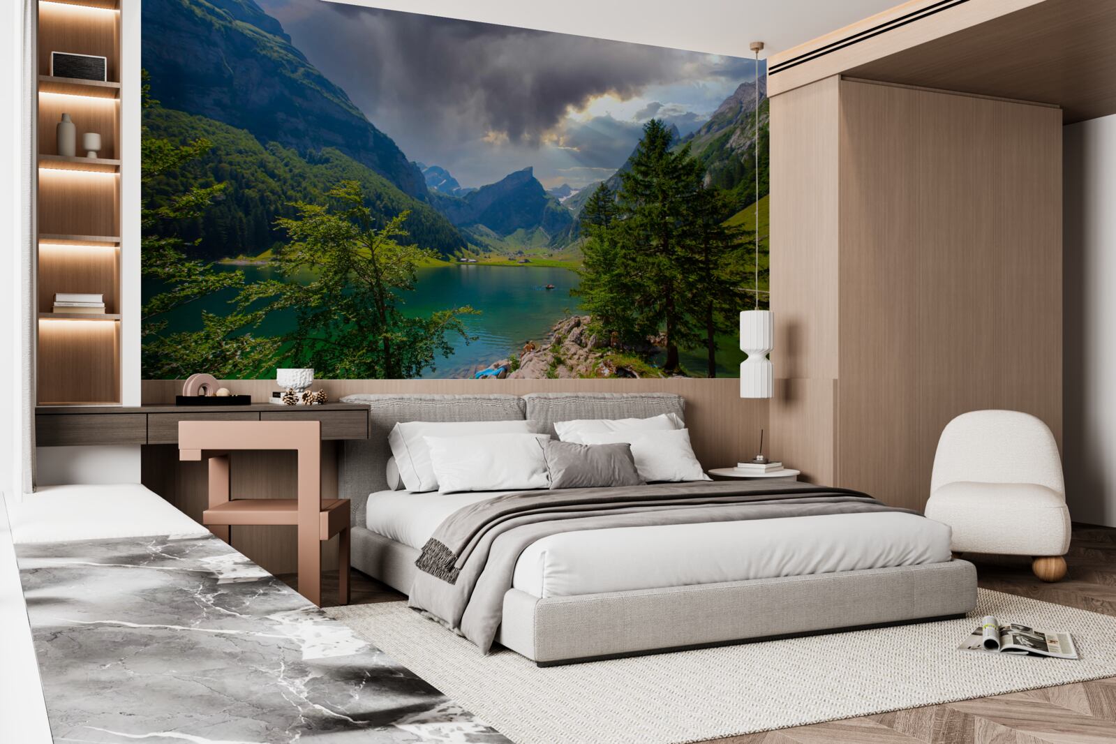 Fototapet lacul de munte va fi în curând acoperit de nori de ploaie