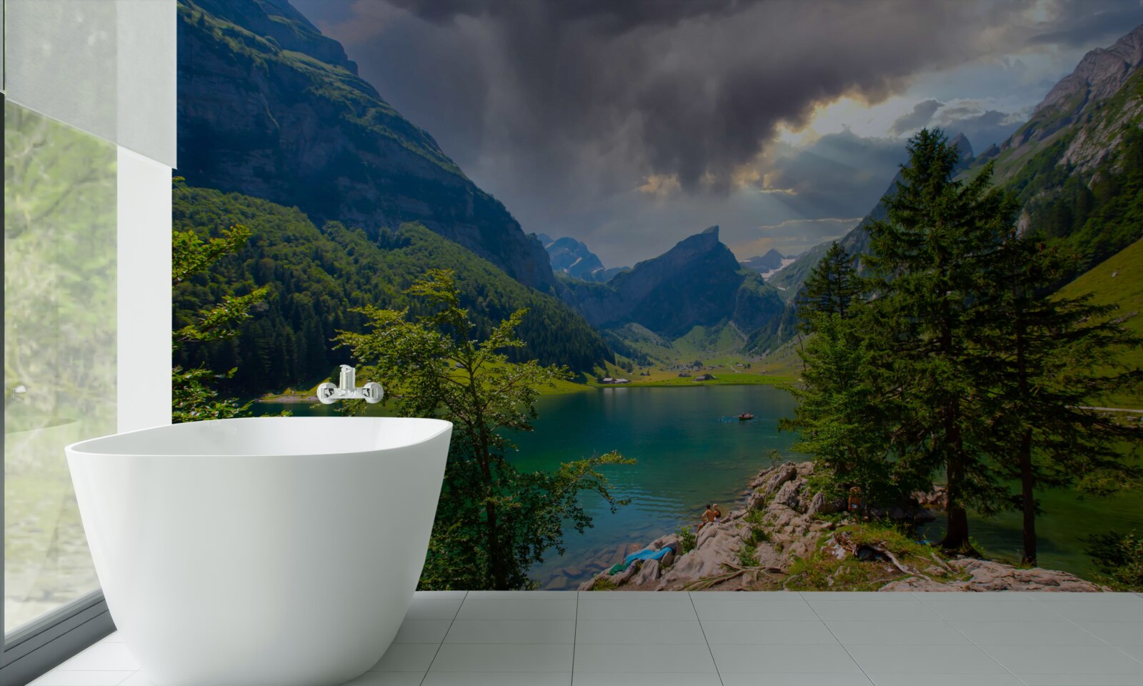 Fototapet lacul de munte va fi în curând acoperit de nori de ploaie