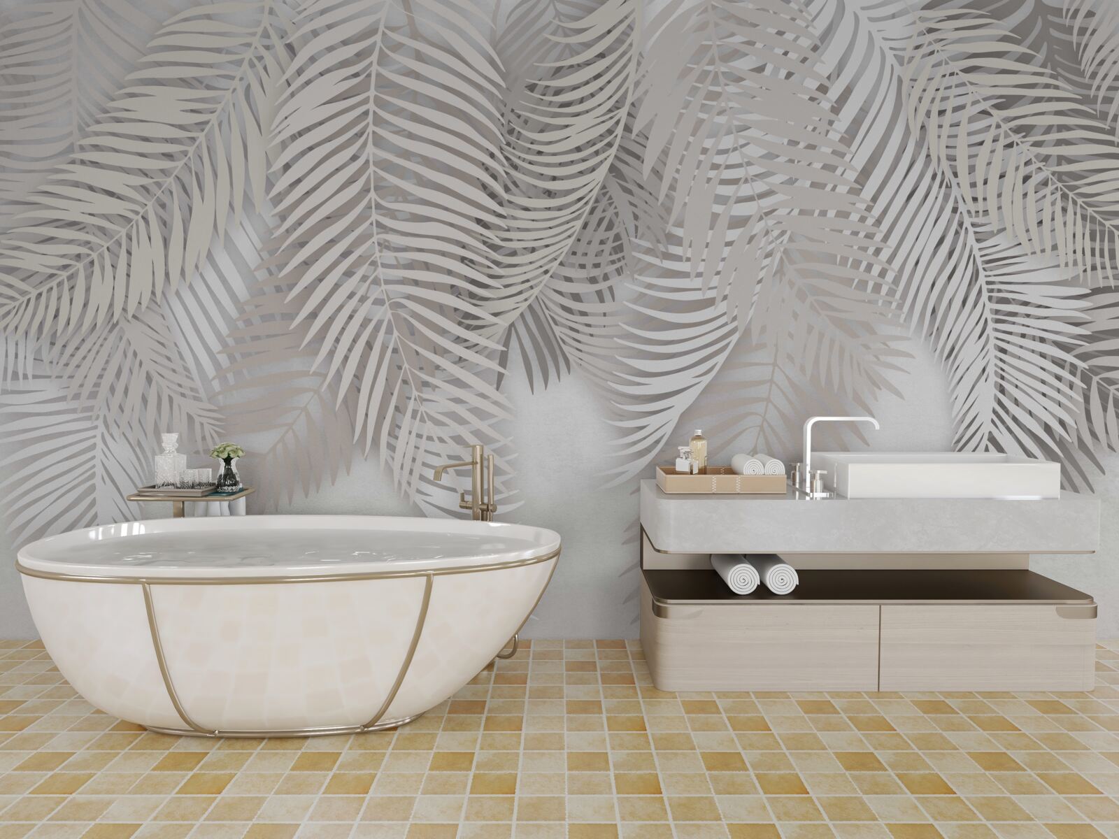 Fototapet frunze de palmier agățate