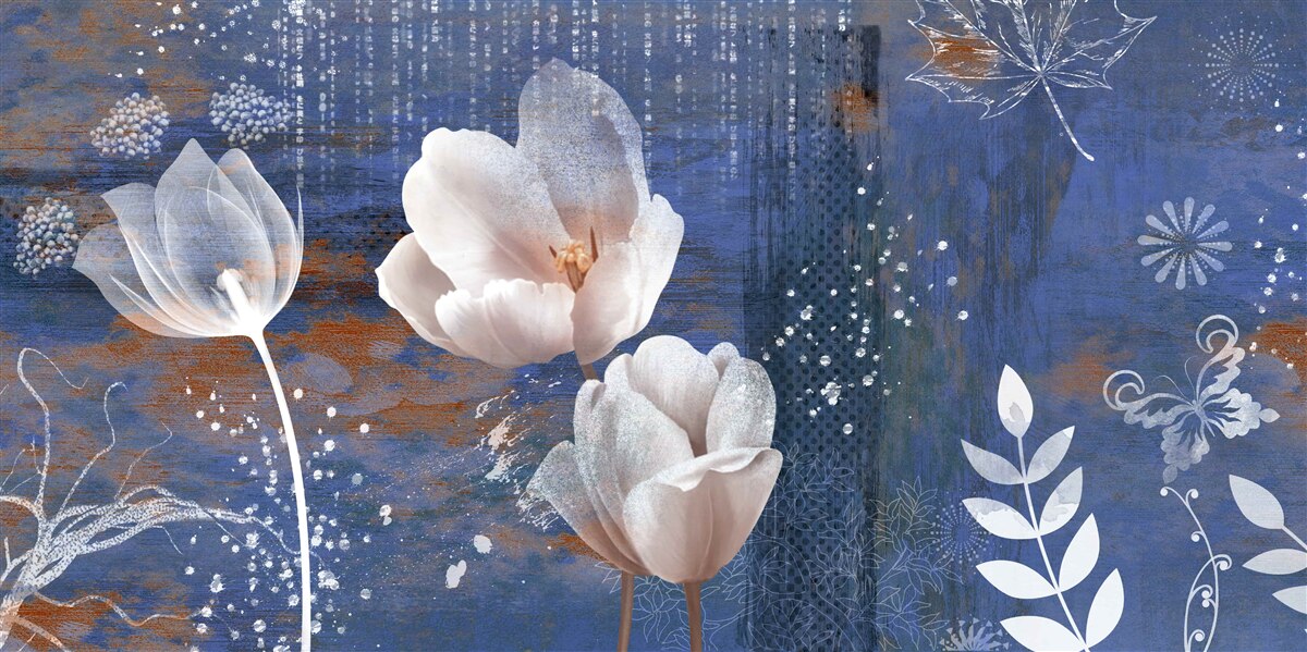 Fototapet lalele ajurate cu muguri albi