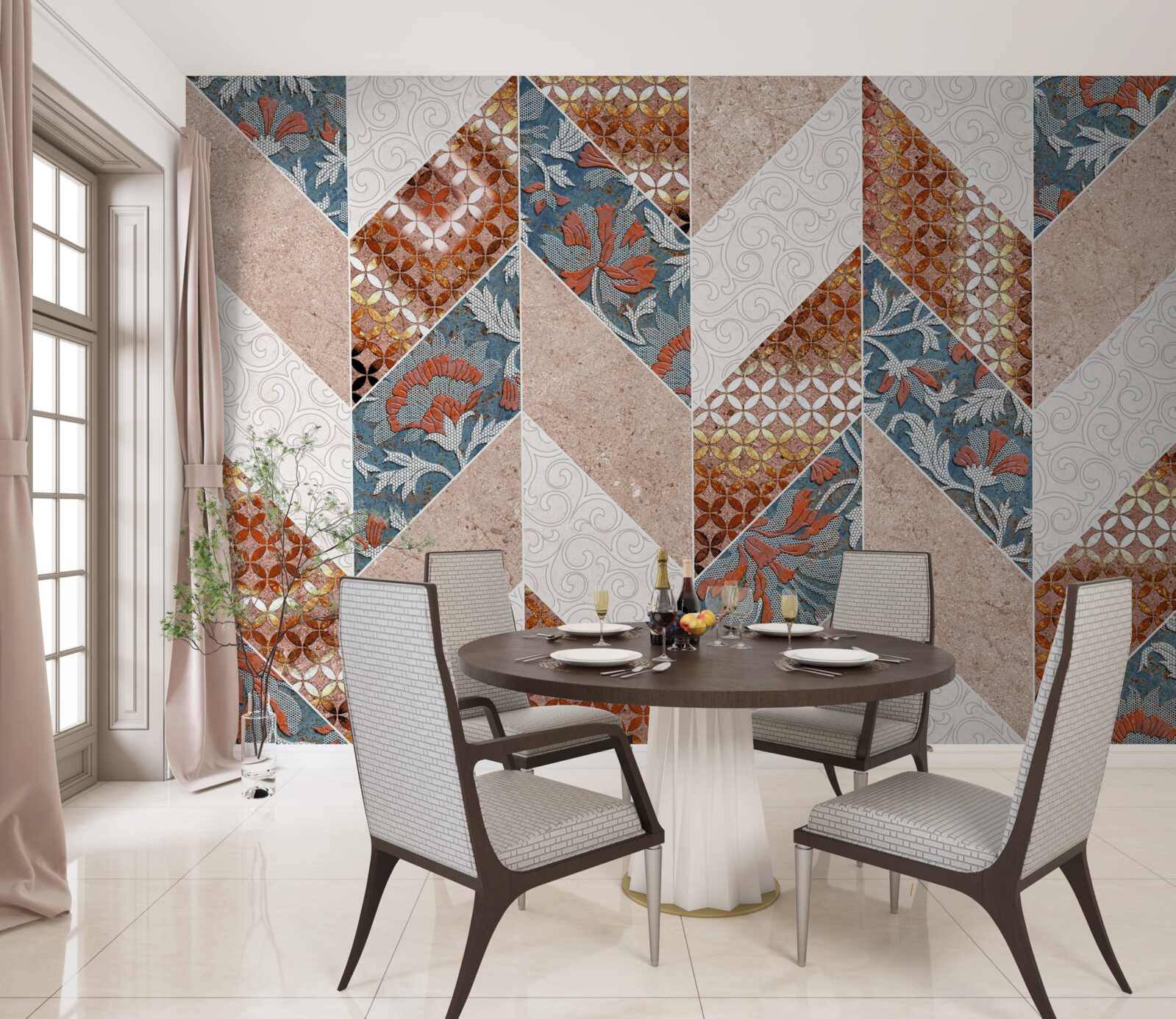 Fototapet forme geometrice luminate în oglindă