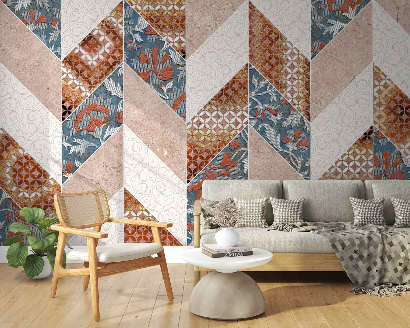 Fototapet forme geometrice luminate în oglindă