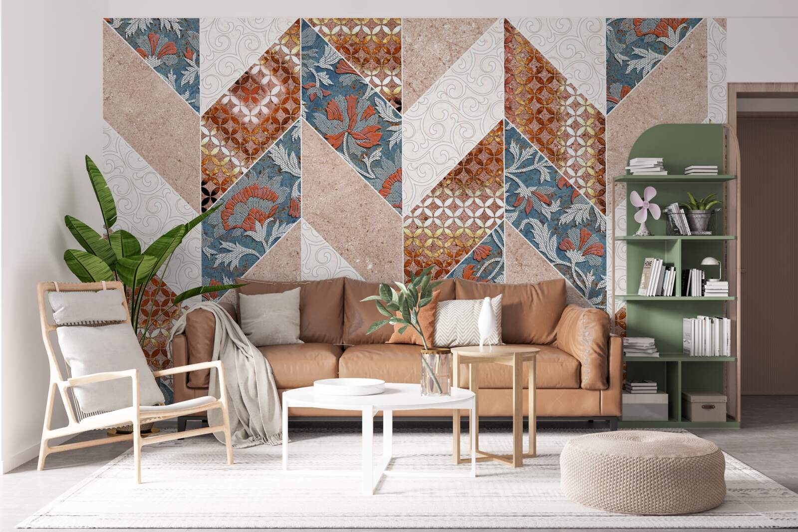 Fototapet forme geometrice luminate în oglindă