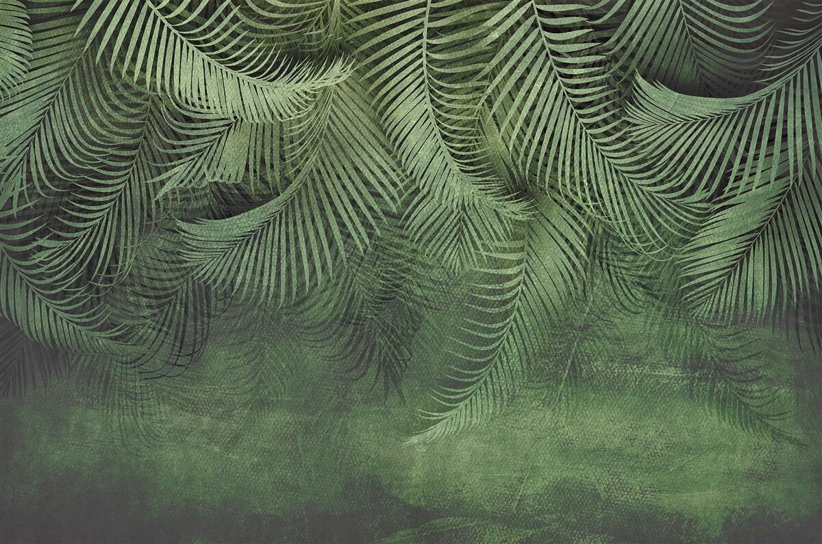 Fototapet frunzele palmierului de seară sunt groase