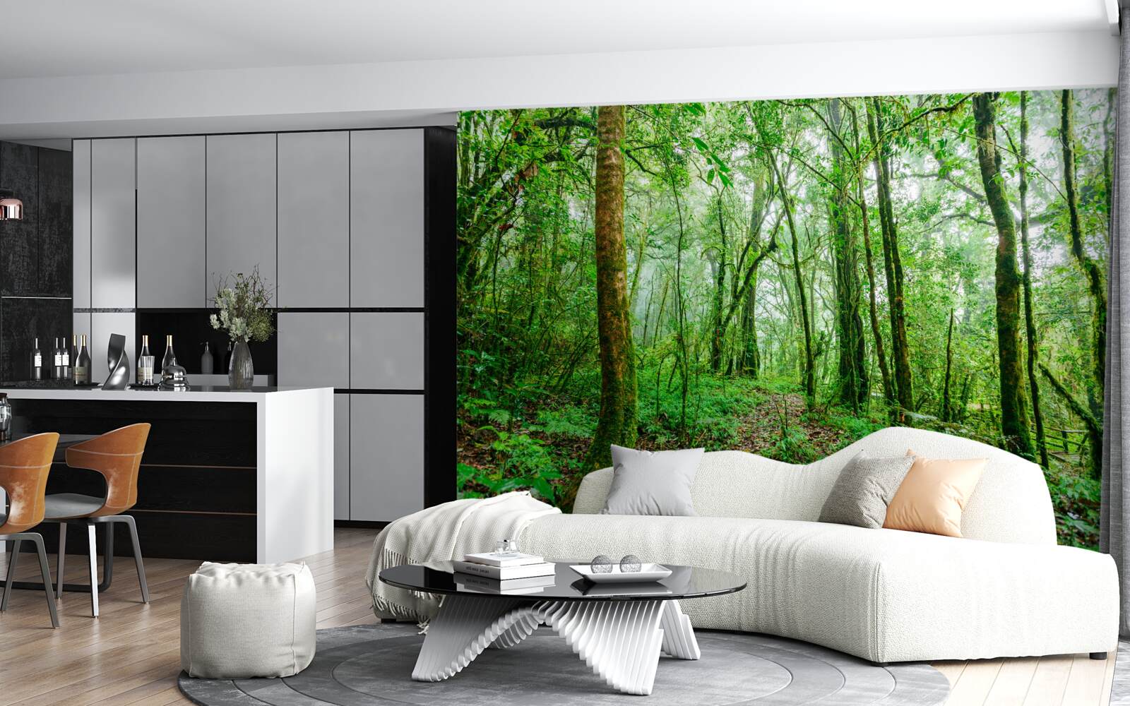 Fototapet pădurea împrospătată după ploaie a devenit de smarald