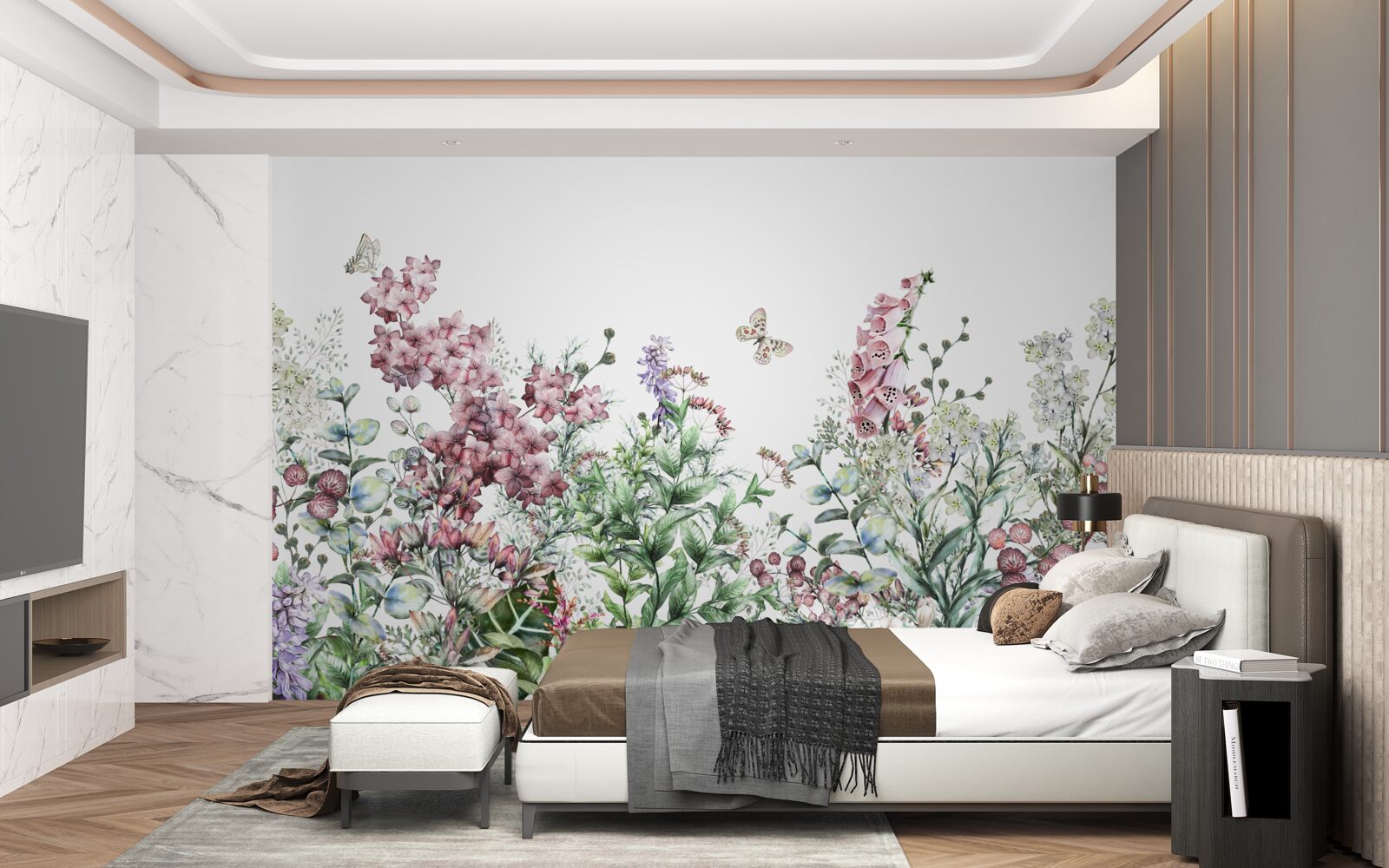 Fototapet un câmp cu pajiști, plăcut ochiului cu culorile sale vii