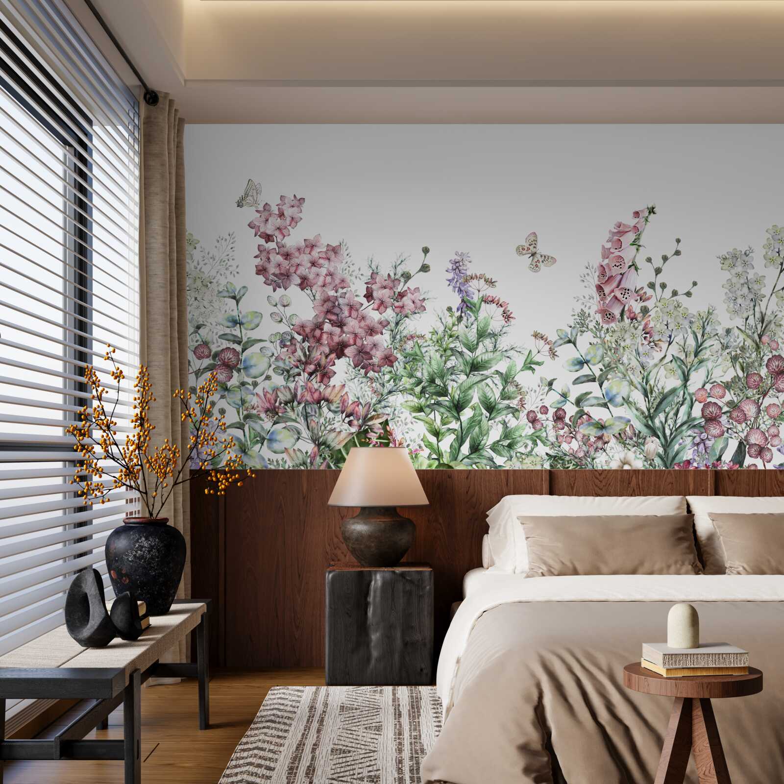 Fototapet un câmp cu pajiști, plăcut ochiului cu culorile sale vii