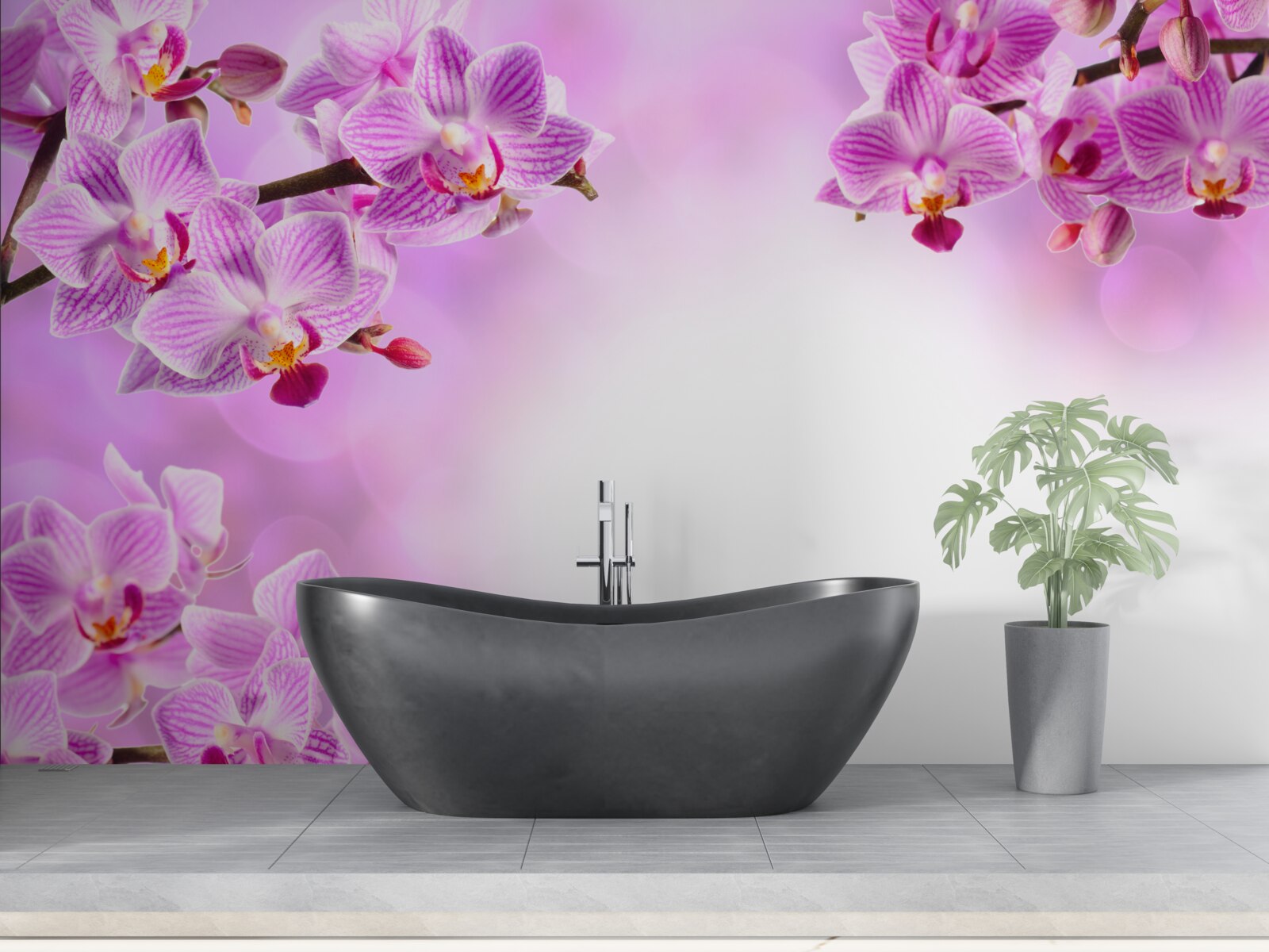 Fototapet ramuri de orhidee liliac acoperite cu flori