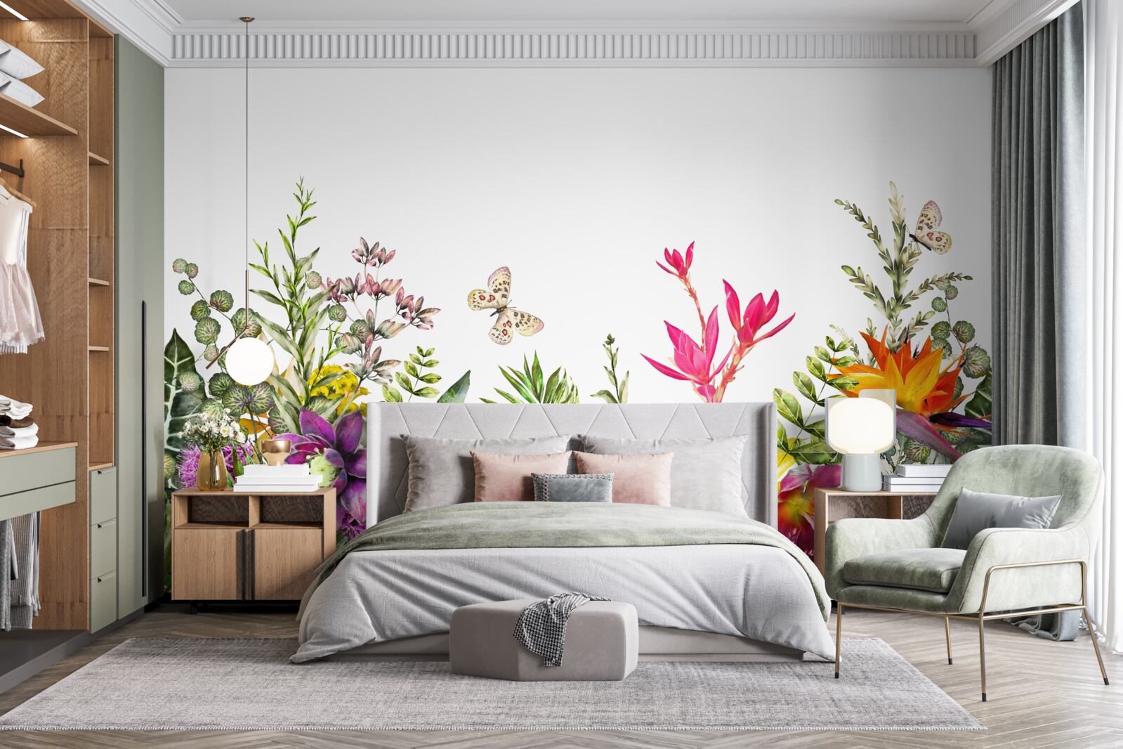 Fototapet plante tropicale cu culori strălucitoare de vară