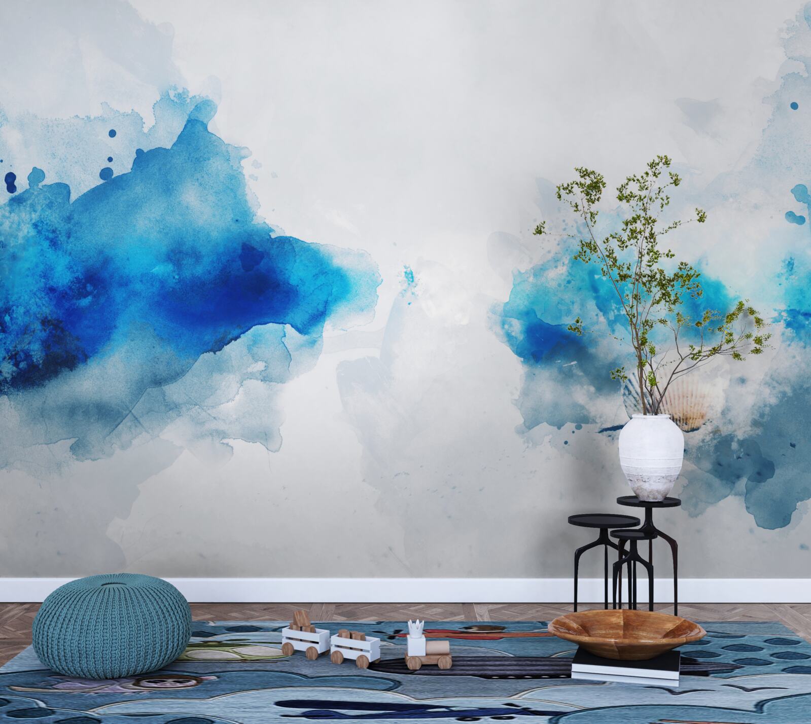 Fototapet pată ușoară de albastru pe pânză ușoară