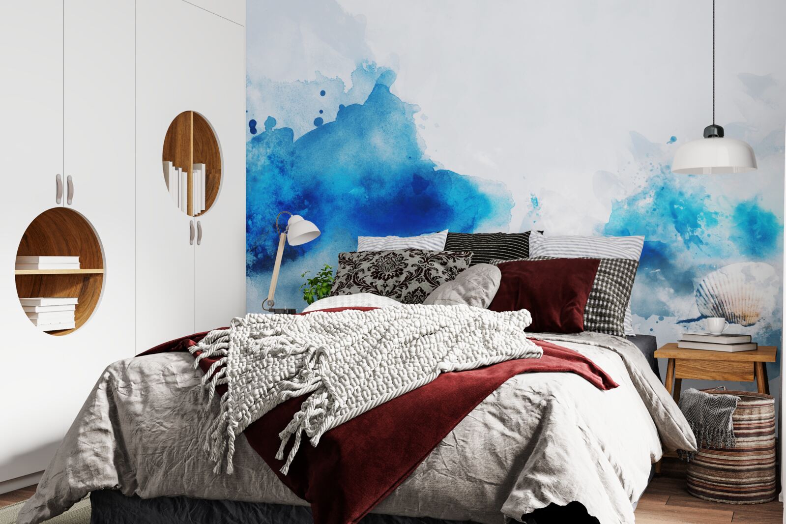 Fototapet pată ușoară de albastru pe pânză ușoară