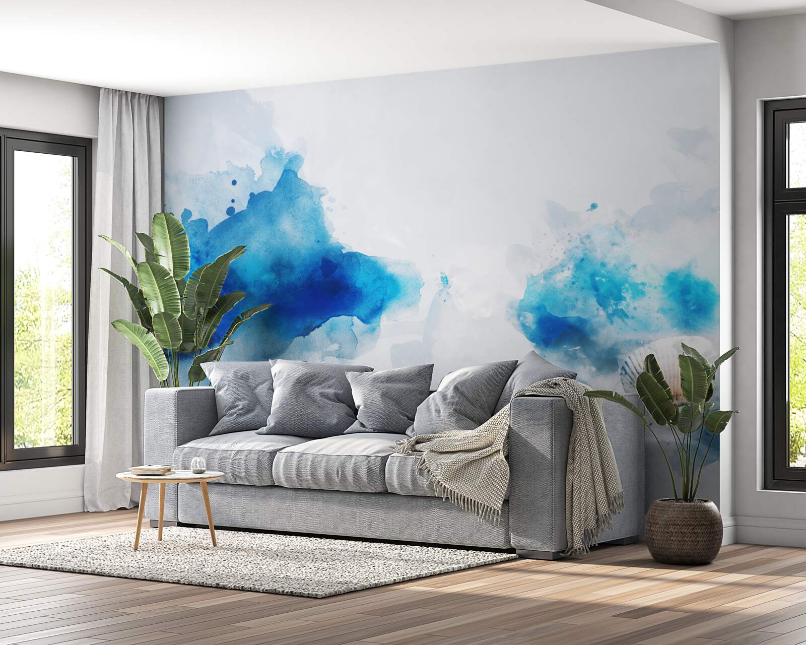 Fototapet pată ușoară de albastru pe pânză ușoară