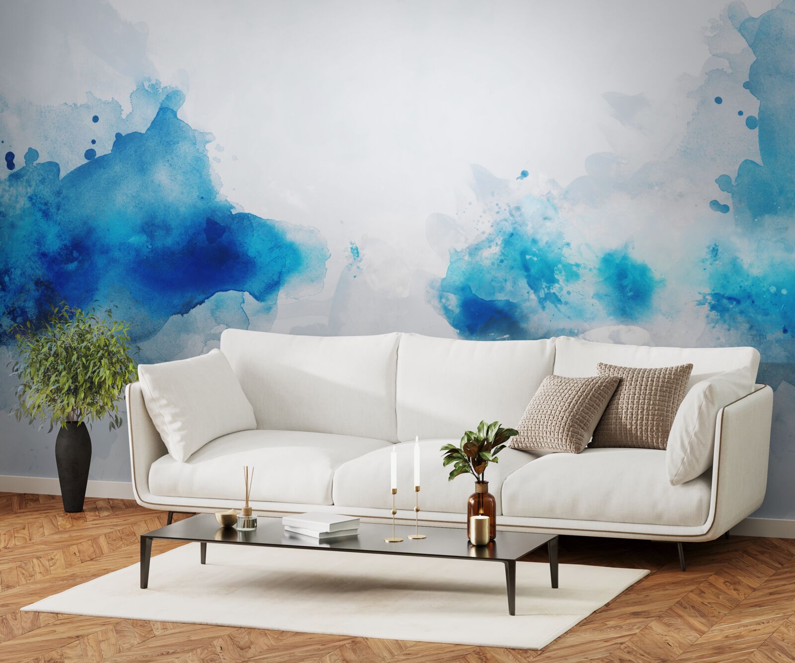 Fototapet pată ușoară de albastru pe pânză ușoară