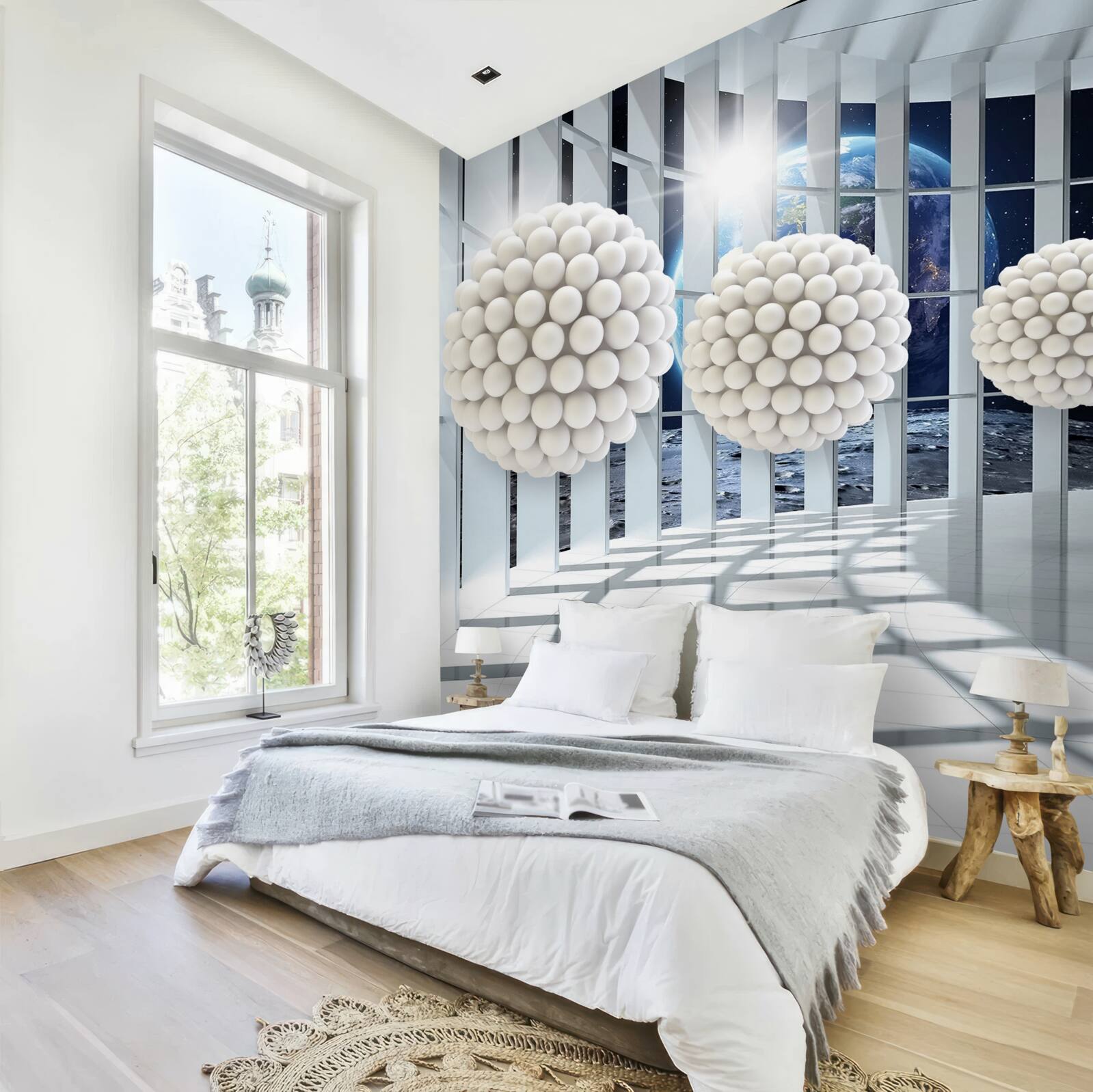 Fototapet bile de gloanțe plutind în pasajul de noapte