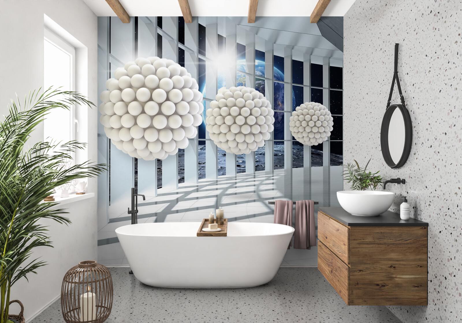 Fototapet bile de gloanțe plutind în pasajul de noapte