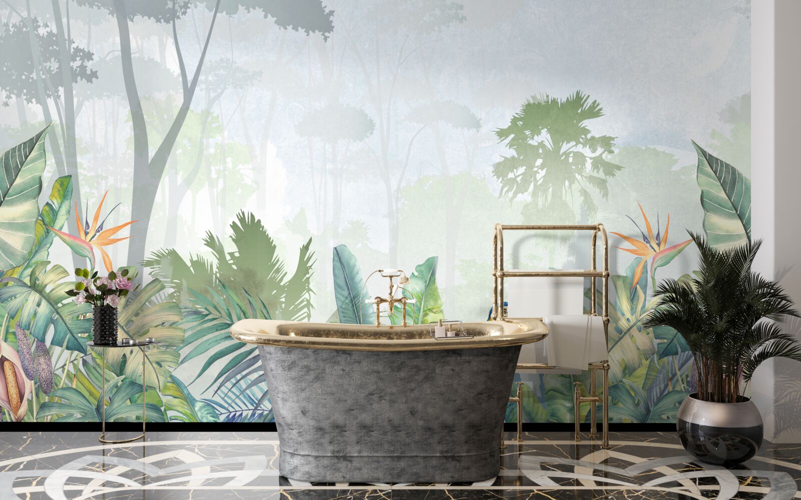 Fototapet un papagal se relaxează pe o frunză de palmier