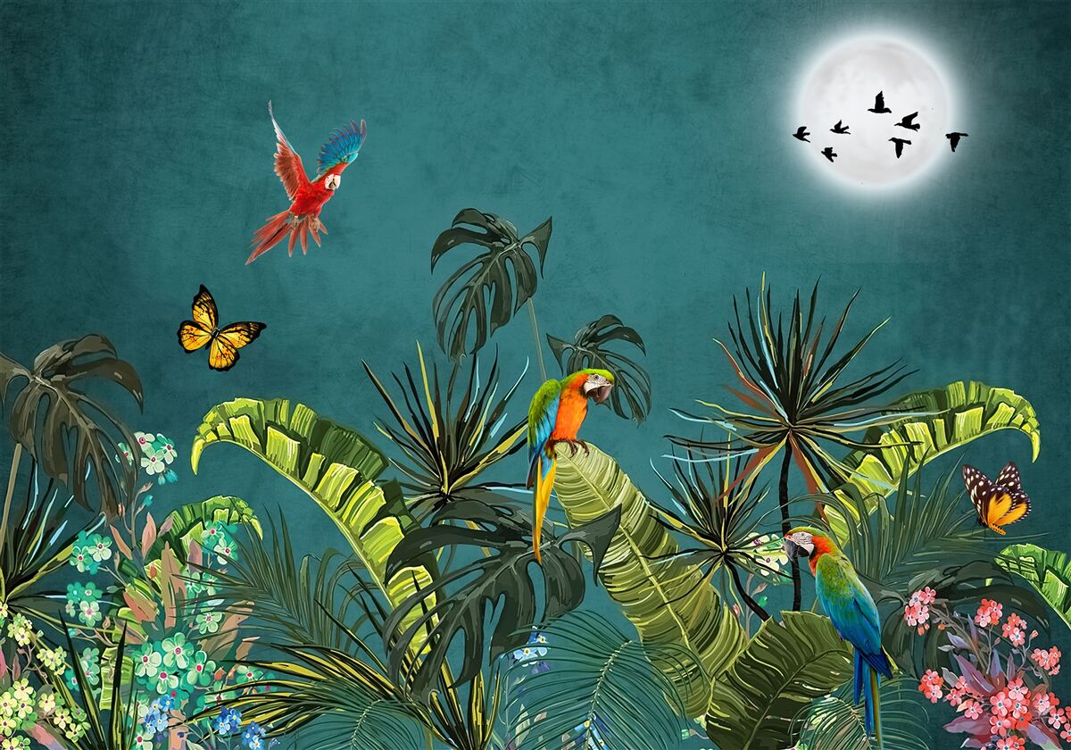 Fototapet pădure tropicală sub acoperirea întunericului