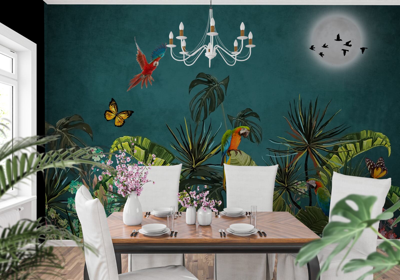 Fototapet pădure tropicală sub acoperirea întunericului