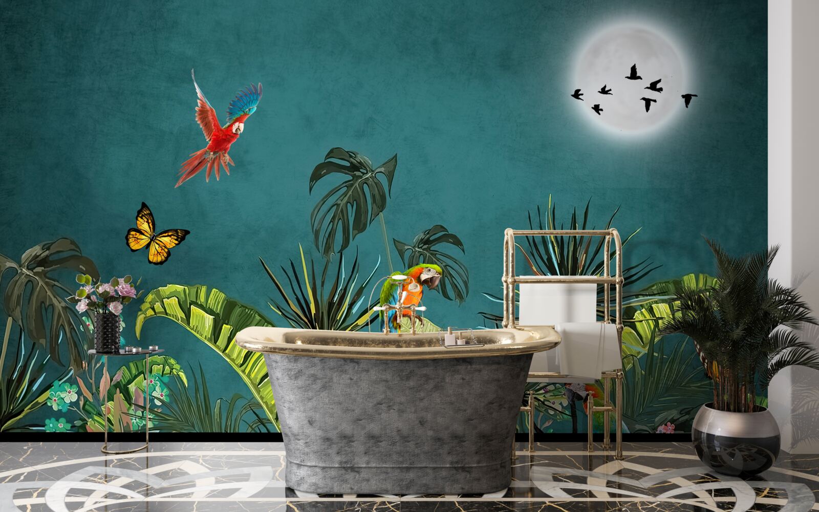 Fototapet pădure tropicală sub acoperirea întunericului