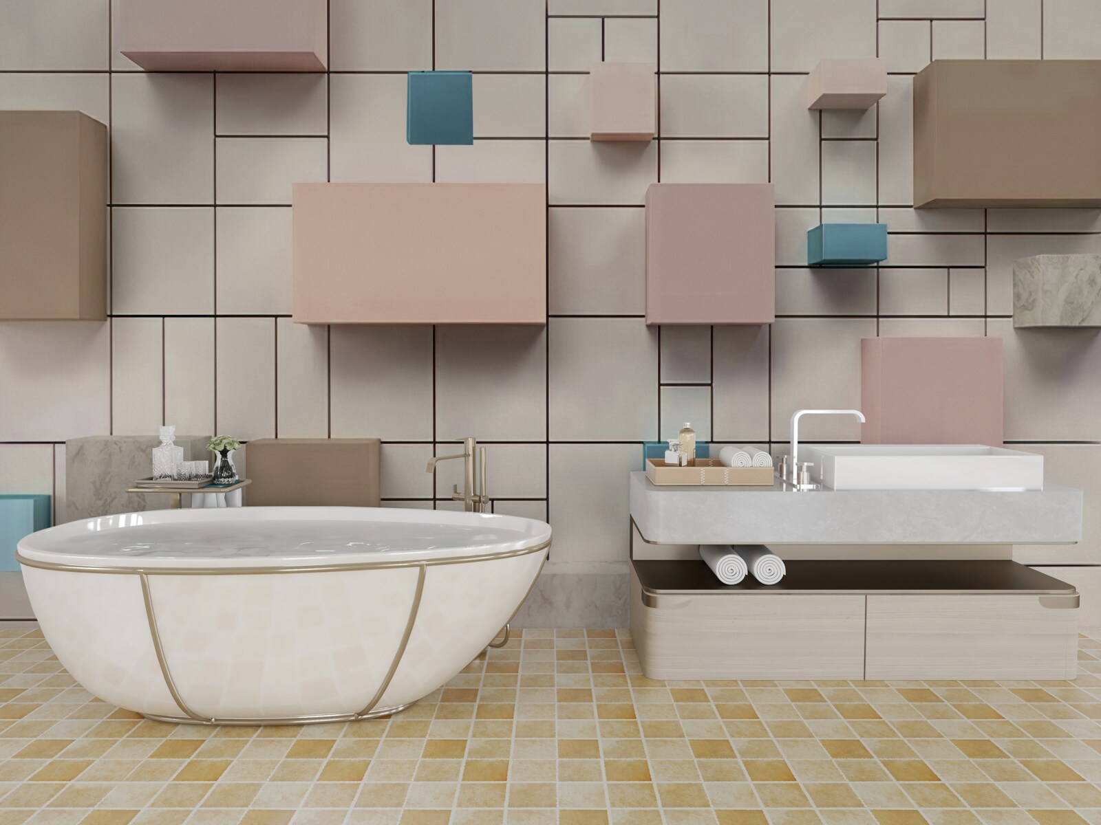 Fototapet dreptunghiuri spațioase care plutesc în aer