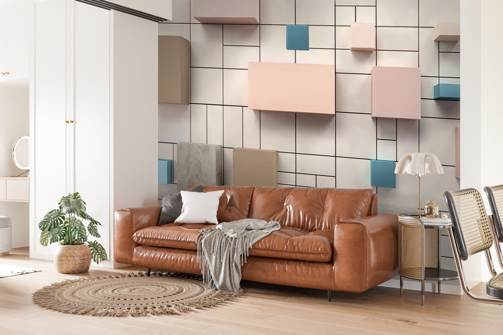 Fototapet dreptunghiuri spațioase care plutesc în aer