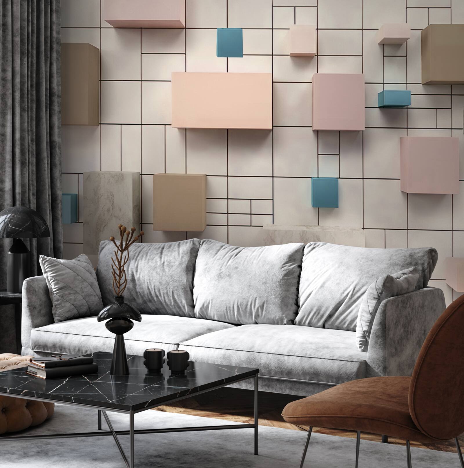 Fototapet dreptunghiuri spațioase care plutesc în aer