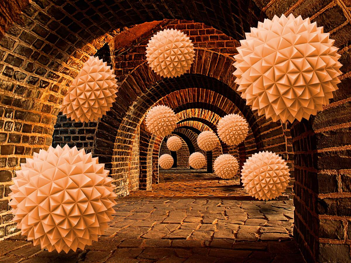 Fototapet bile de bronz ascuțite și arcuri de piatră